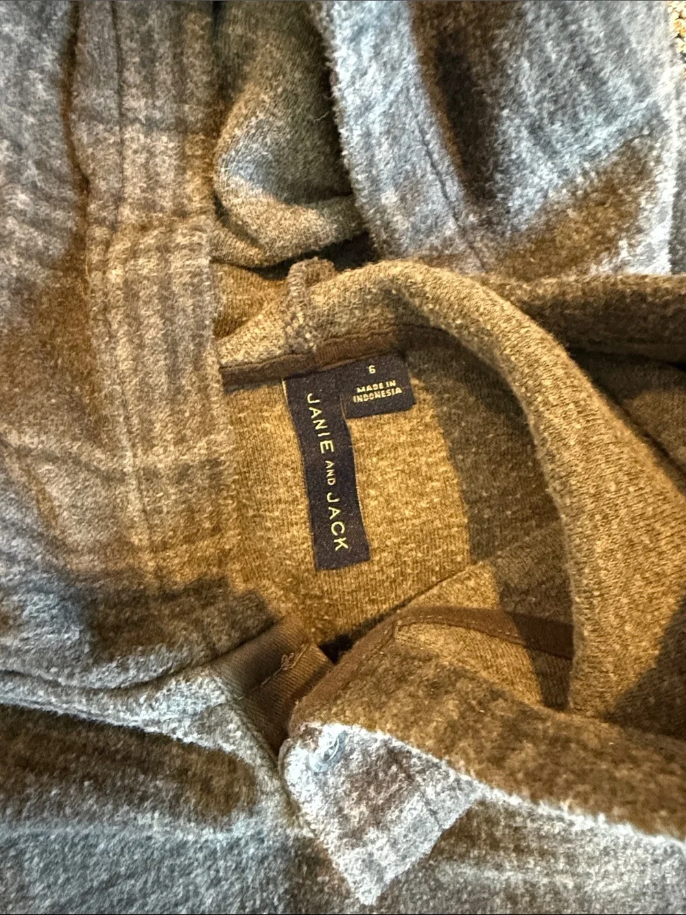 Janie and Jack Gray Plaid Hoodie
